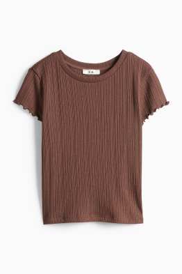 Crop T-Shirt - Slim Fit - gerippt