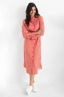 Blusenkleid mit Gürtel - gestreift