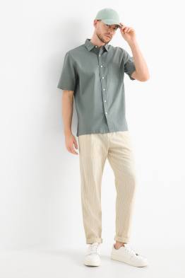 Chino - Leinen-Mix - Nadelstreifen