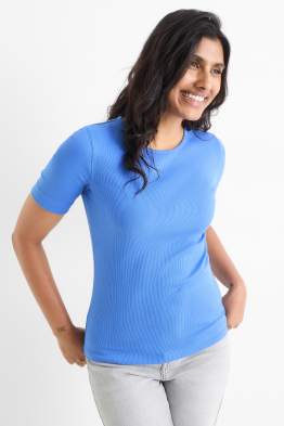 T-Shirt - Slim Fit - gerippt