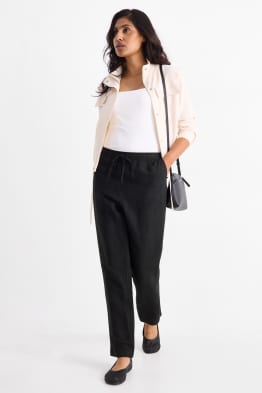 Pantaloni de stofă - talie medie - tapered fit - amestec de in