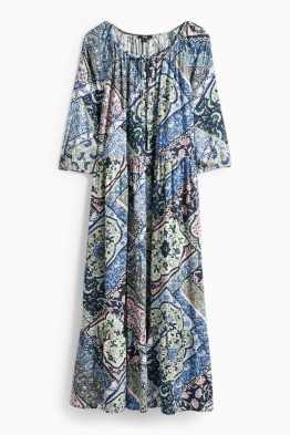 Viskose-A-Linien-Kleid - gemustert