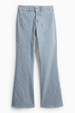 Flared jeans - mid waist - pruhované