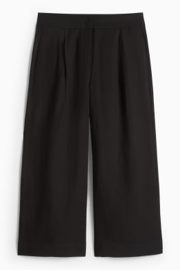 Pantaloni office cu conținut de in - talie înaltă - wide leg