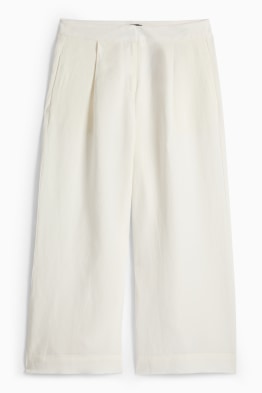 Pantaloni office cu conținut de in - talie înaltă - wide leg