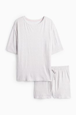 Shortama van viscose - gestreept