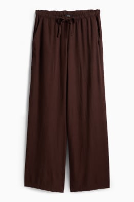 Stoffhose mit Leinen-Anteil - High Waist - Wide Leg