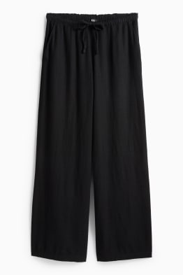 Cloth trousers with linen content - mid-rise waist - loose fit