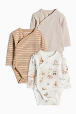 Paquet de 3 - animals salvatges - bodi encreuat per a nadó