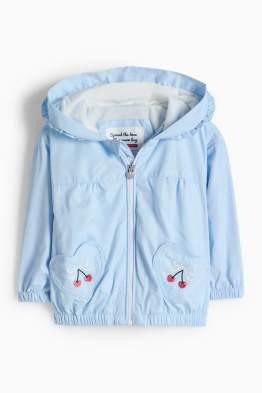 Kirsche und Schleife - Baby-Jacke mit Kapuze