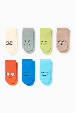 Multipack 7er - Grimasse - Sneakersocken mit Motiv