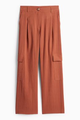 Pantaloni cargo - talie înaltă - wide leg