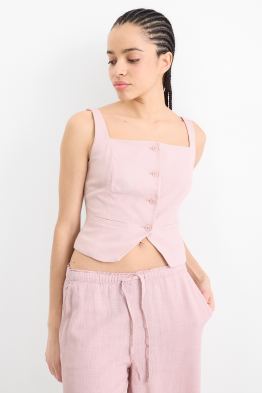 Waistcoat with linen content - slim fit