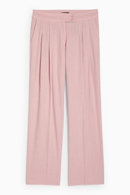 Stoffhose mit Leinen-Anteil - Mid Waist - Loose Fit