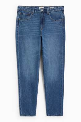 Relaxed tapered jeans with linen content