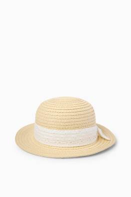 Slaměný klobouk - anglická krajka