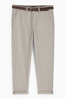 Chino mit Leinen-Anteil und Gürtel - Regular Fit