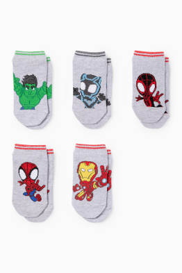 Multipack 5 ks - Spidey - ponožky do tenisek s motivem