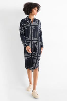 Robe-chemisier en viscose - à motif