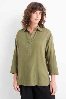 Bluse - Leinen-Mix