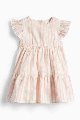 Sukienka niemowlęca z lnem - w paski