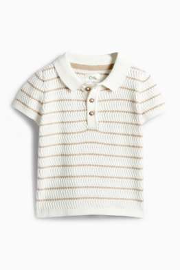 Gebreid babypoloshirt - gestreept - met structuur
