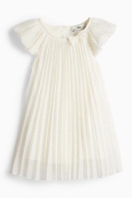 Robe mousseline en finition plissée - effet brillant - festif - à pois