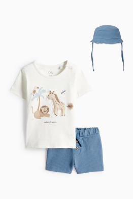 Löwe und Giraffe - Baby-Outfit - 3 teilig