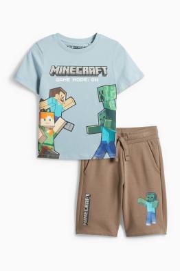 Minecraft - ensemble - T-shirt et short en molleton - 2 pièces