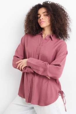 Overhemdblouse met linnengehalte