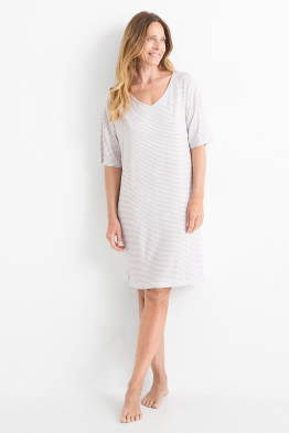 Chemise de nuit en viscose - à rayures