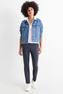 Plátěné kalhoty - mid waist - tapered fit - džínový vzhled