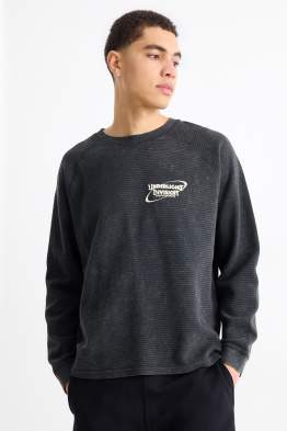Maglia a maniche lunghe - relaxed fit - tessuto tramato