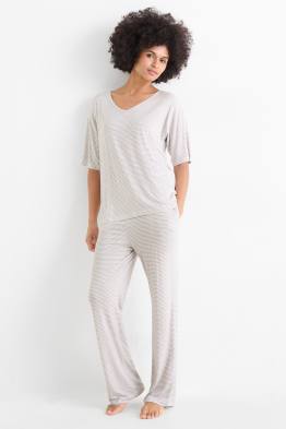 Pyjama van viscose - gestreept
