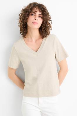 T-shirt avec encolure en V - slim fit