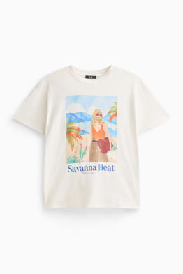 T-Shirt - Relaxed Fit - Glanz-Effekt