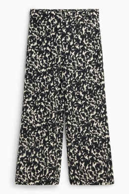 Crop Stoffhose - Mid Waist - Wide Leg - gemustert