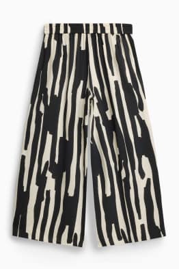 Pantaloni de stofă - talie înaltă - wide leg - cu model