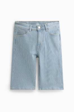 Jeans-Bermudas - Mid Waist - gestreift