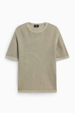 Pull en maille - manches courtes - finition côtelée