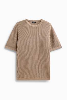 Pull en maille - manches courtes - finition côtelée