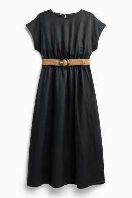 Fit & flare-jurk met ceintuur - linnenmix