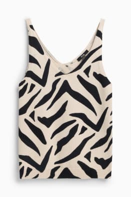 Gebreide top met V-hals - met patroon