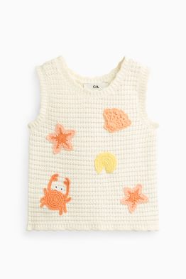 Coquillage, étoile de mer, crabe - haut en crochet