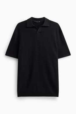 Gebreid poloshirt - relaxed fit - met structuur