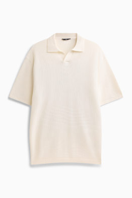 Gebreid poloshirt - relaxed fit - met structuur