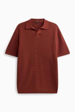 Gebreid poloshirt - relaxed fit - met structuur