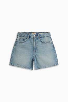 Shorts di jeans con strass - vita media