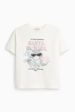 Pisică - tricou cu mânecă scurtă - aspect lucios