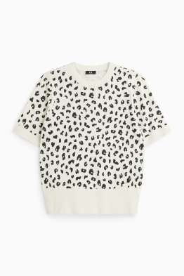 Pull de maille - manches courtes - imprimé léopard